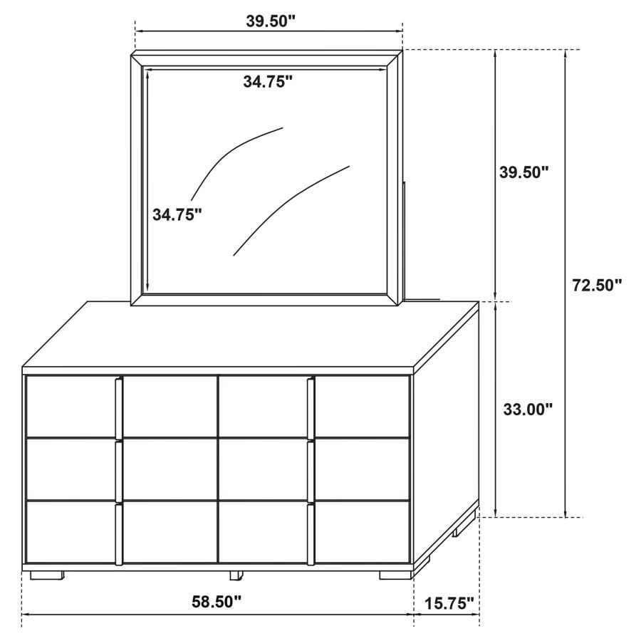 (image for) Marceline 6-drawer Dresser with Mirror Black