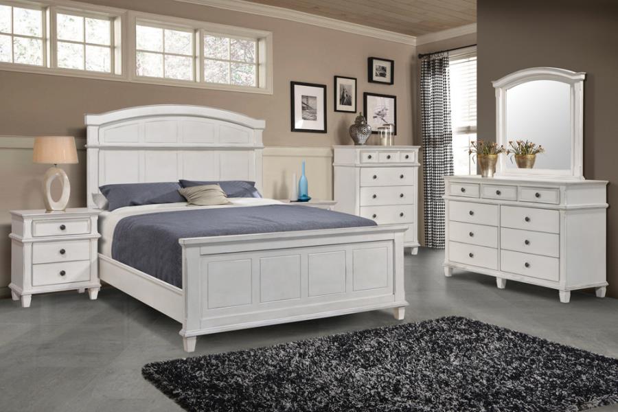 (image for) Carolina Eastern King Panel Bed Antique White