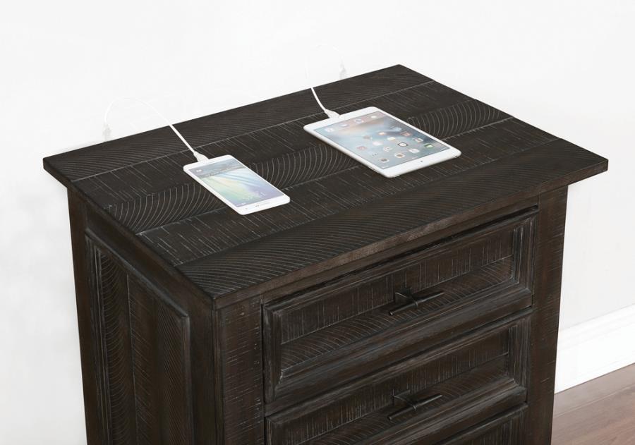 (image for) Atascadero 3-drawer Nightstand Weathered Carbon