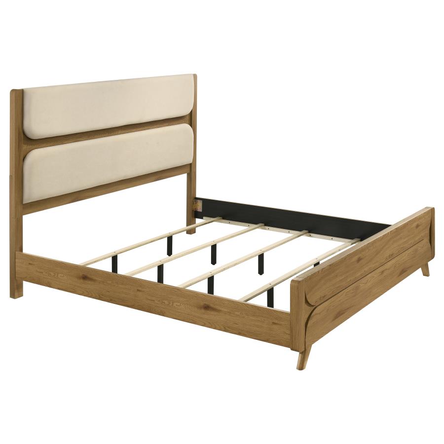 (image for) Bennett 78-inch Eastern King Upholstered Panel Bed Cream and Light Oak