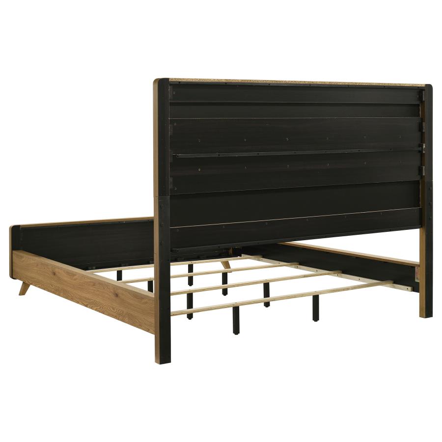 Bennett 78-inch California King Upholstered Panel Bed Cream and Light Oak