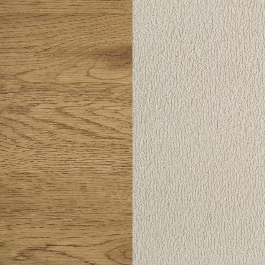 Bennett 78-inch California King Upholstered Panel Bed Cream and Light Oak