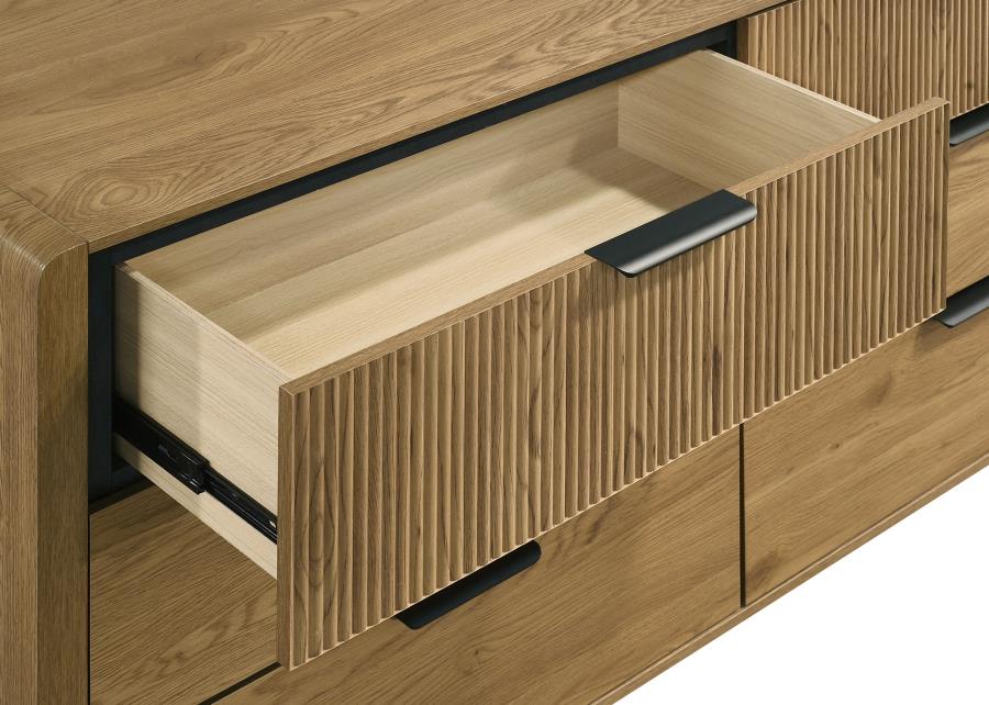 Bennett 6-drawer Bedroom Dresser and Mirror Set Light Oak