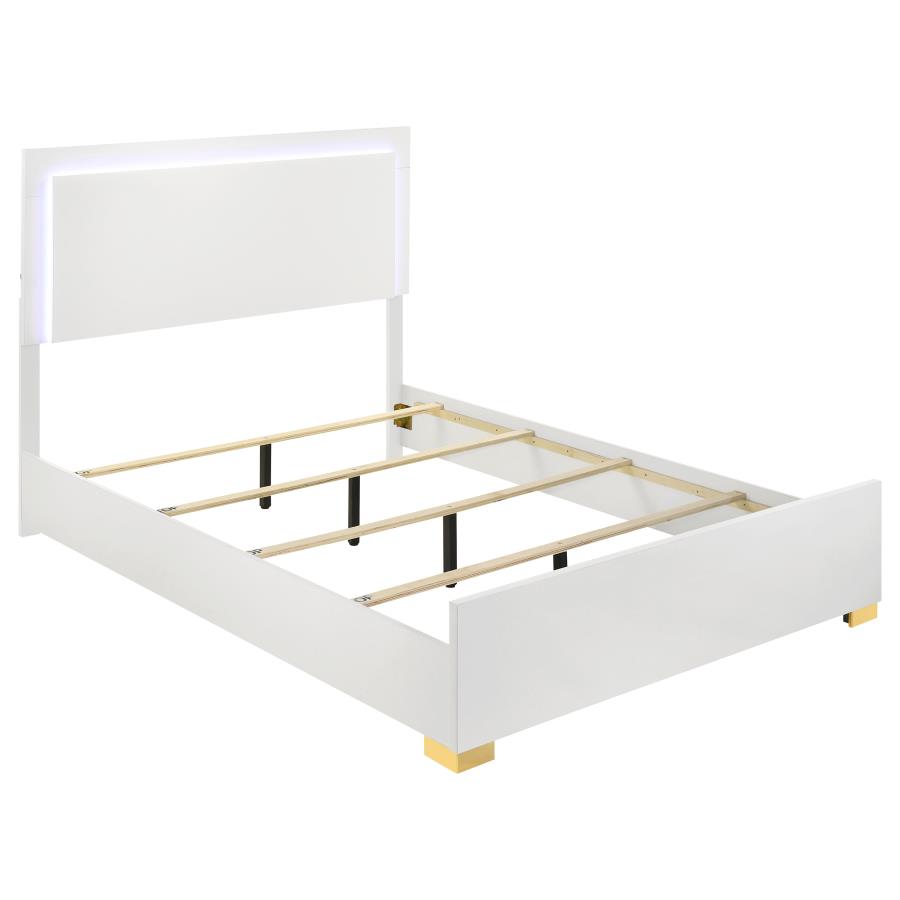 (image for) Marceline Wood Full LED Panel Bed White - Click Image to Close