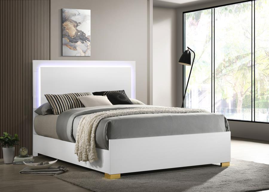 (image for) Marceline Wood Full LED Panel Bed White