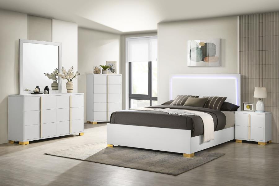 (image for) Marceline Wood Full LED Panel Bed White