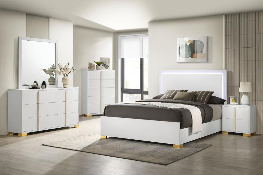 Modal Additional Images for Marceline Wood Full LED Panel Bed White
