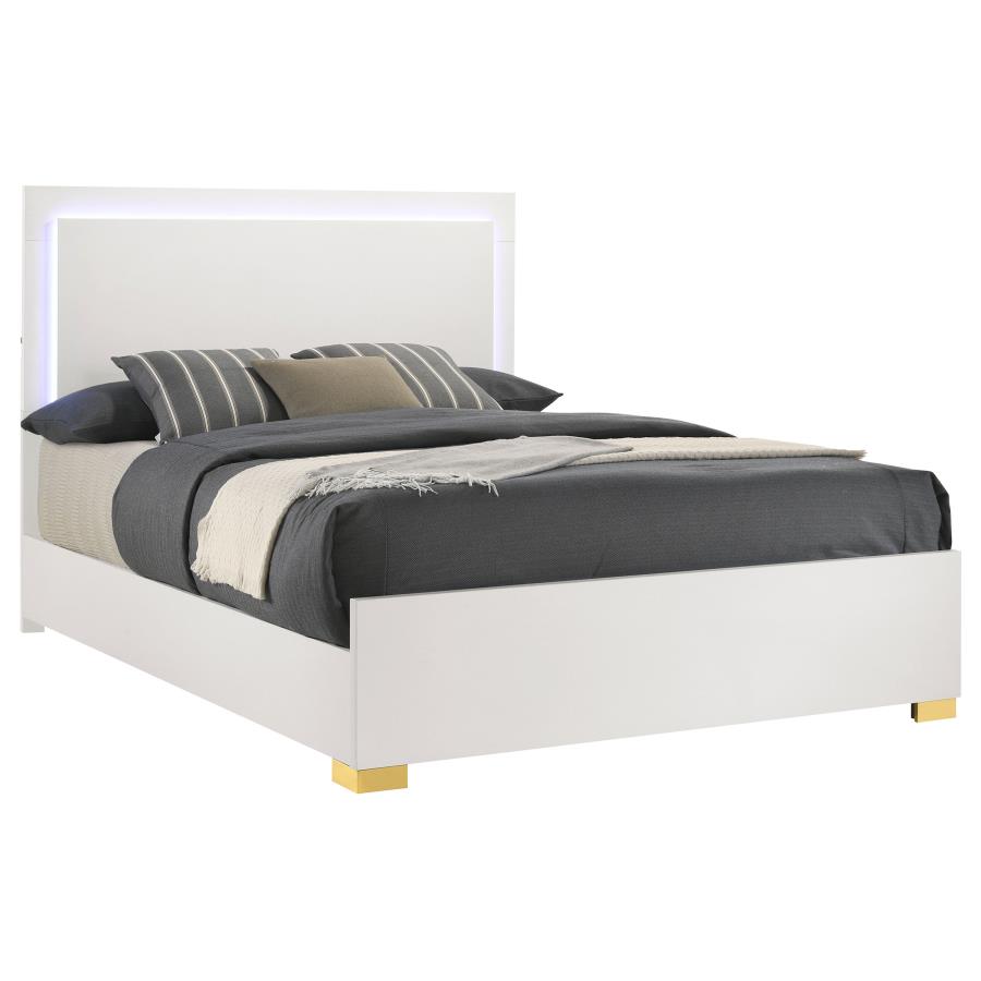 (image for) Marceline Wood Eastern King LED Panel Bed White