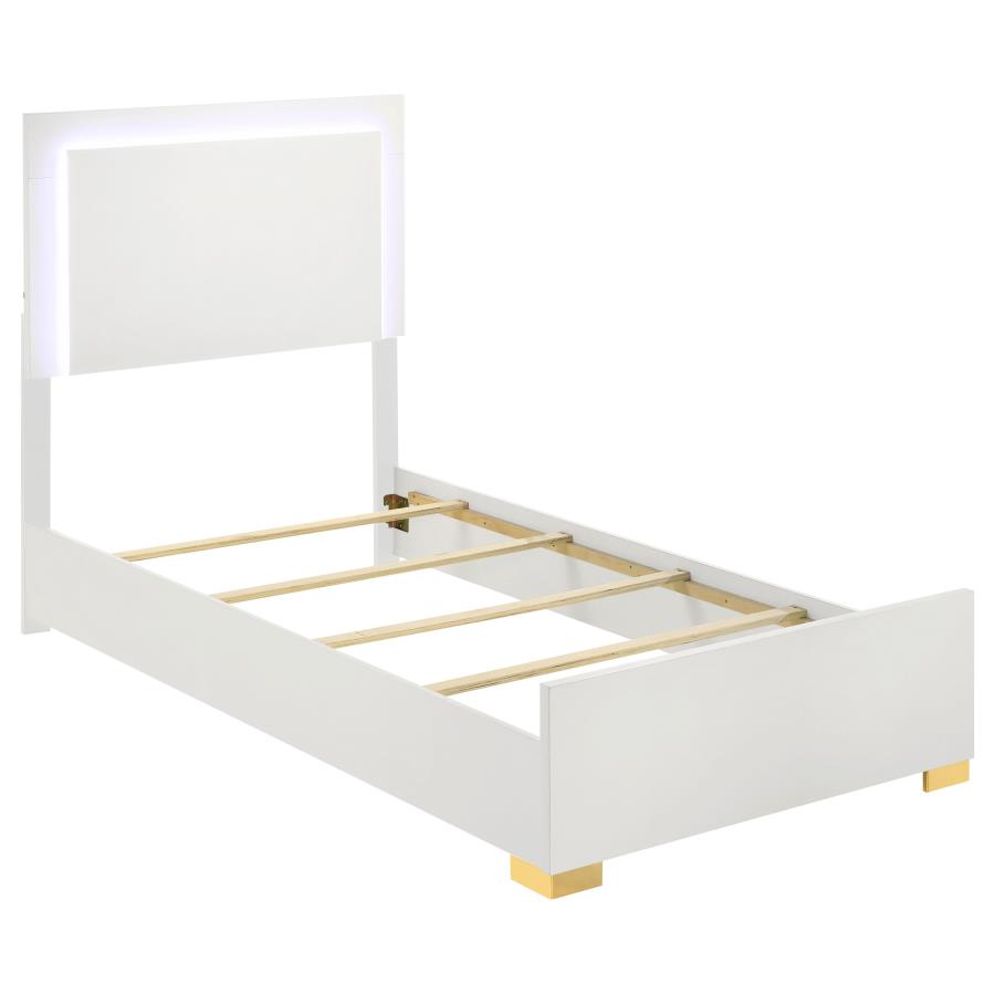 (image for) Marceline Wood Twin LED Panel Bed White - Click Image to Close