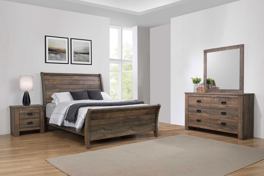 (image for) Frederick 4-piece Eastern King Bedroom Set Weathered Oak - Click Image to Close