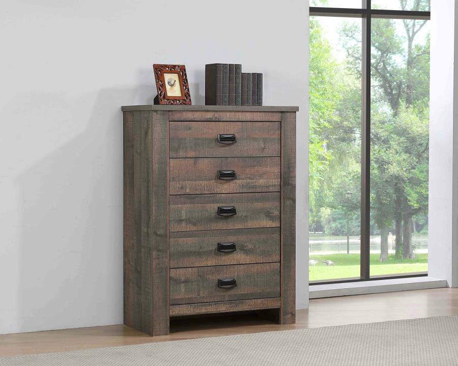 (image for) Frederick 5-drawer Bedroom Chest Weathered Oak