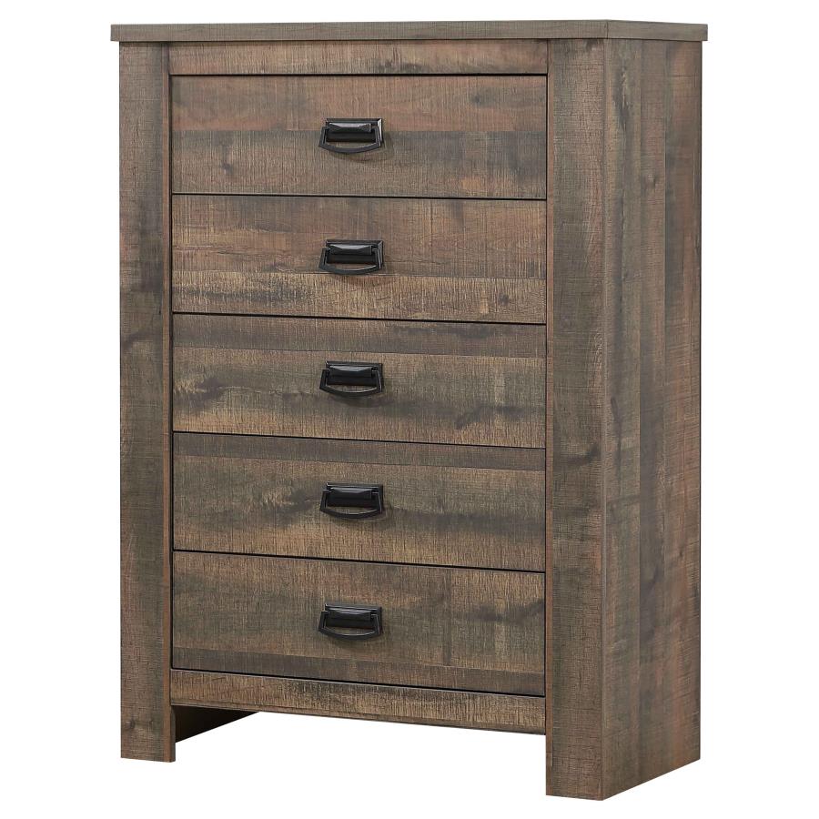 (image for) Frederick 5-drawer Bedroom Chest Weathered Oak