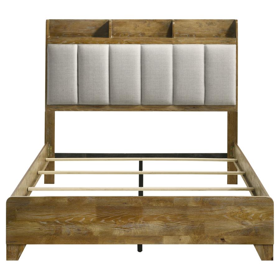 Henderson 57-inch Queen Bookcase Panel Bed Medium Oak