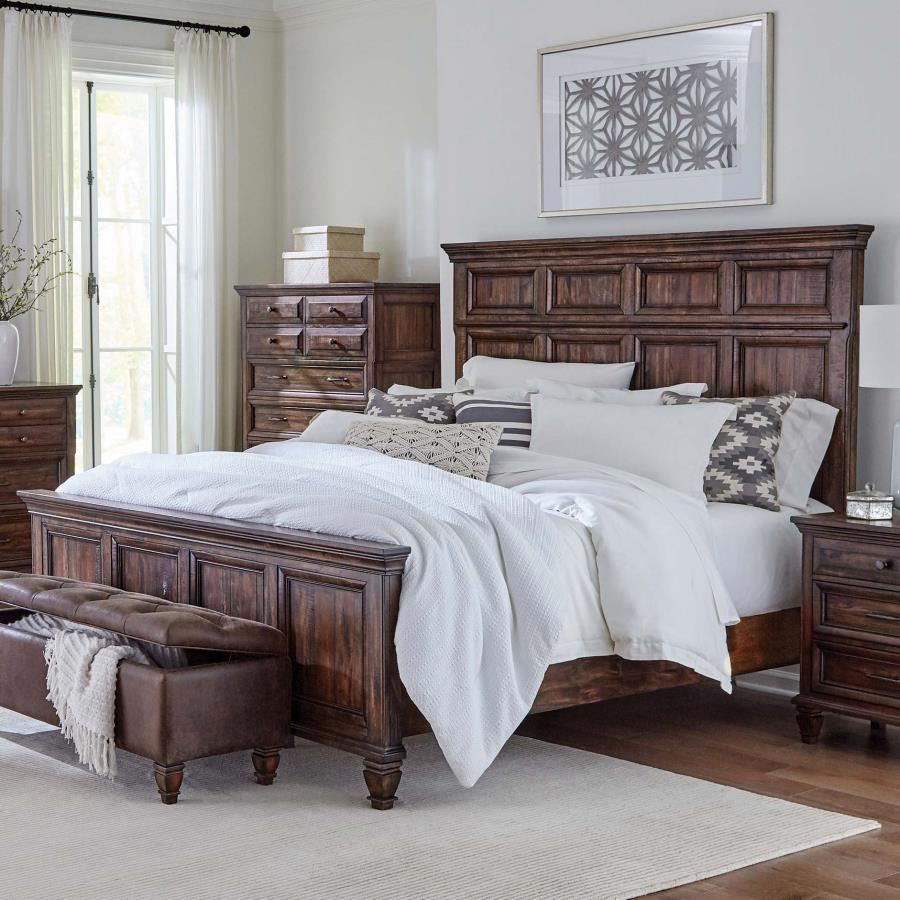 (image for) Avenue Wood Eastern King Panel Bed Weathered Burnished Brown