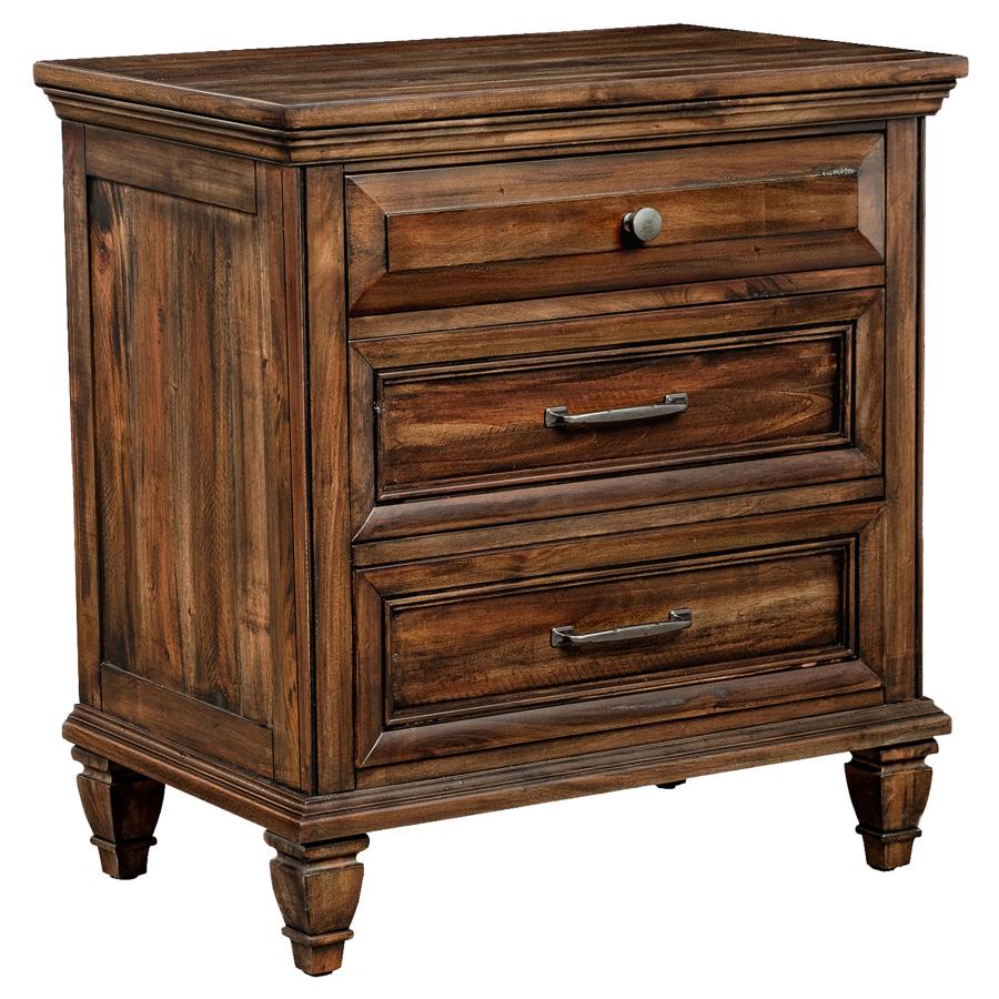 (image for) Avenue 3-drawer Nightstand Weathered Burnished Brown - Click Image to Close