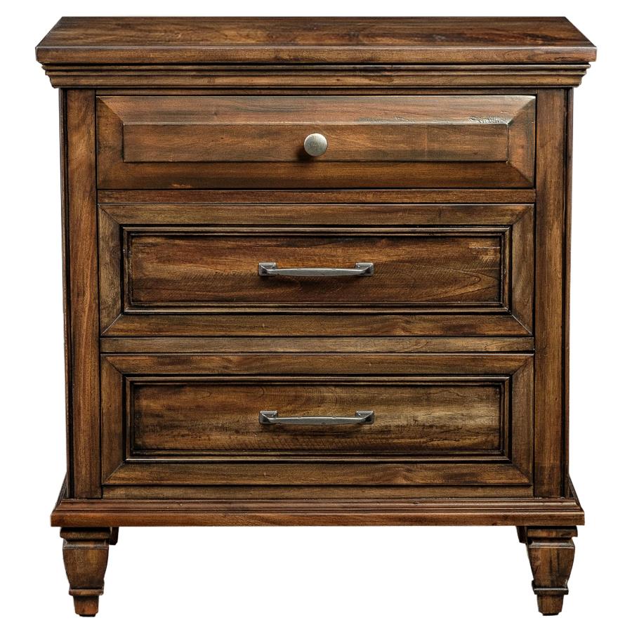 (image for) Avenue 3-drawer Nightstand Weathered Burnished Brown