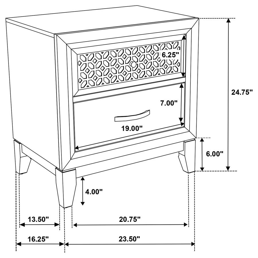 (image for) Valencia 2-drawer Nightstand Black