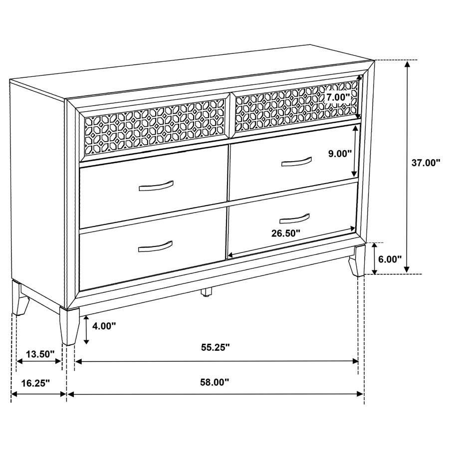 (image for) Valencia 6-drawer Dresser Black