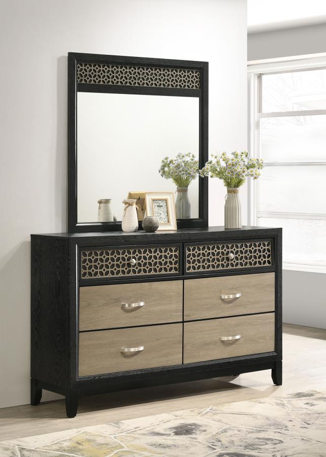 (image for) Valencia 6-drawer Dresser with Mirror Black