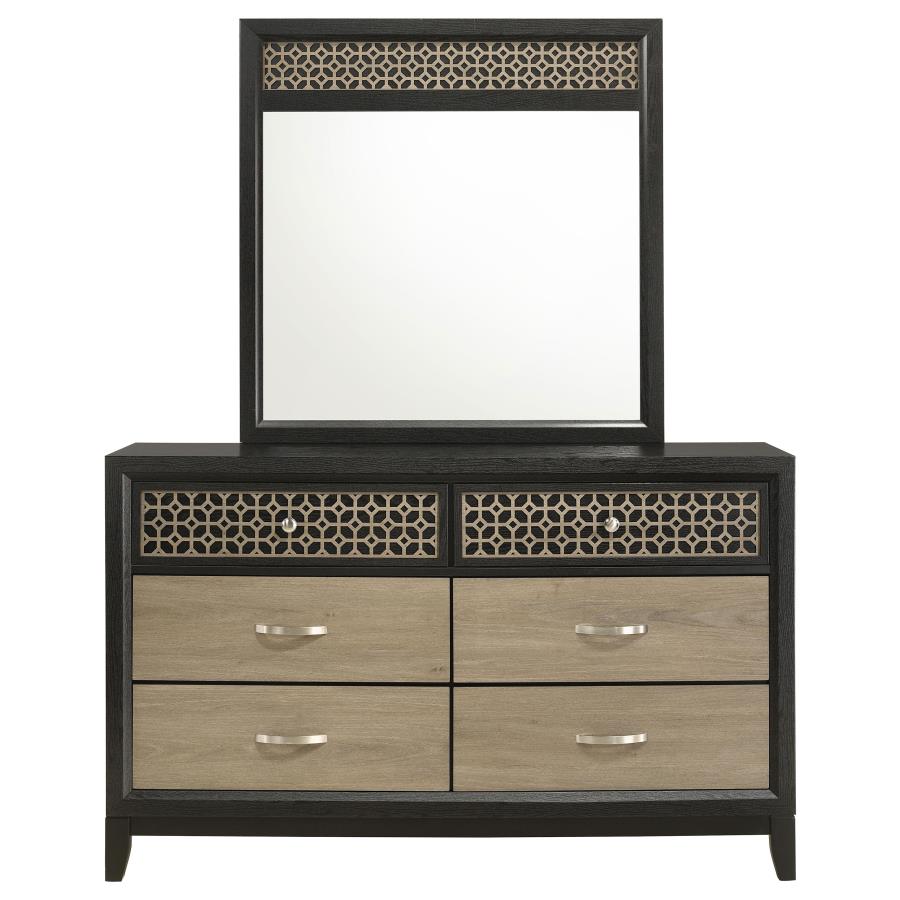 (image for) Valencia 6-drawer Dresser with Mirror Black