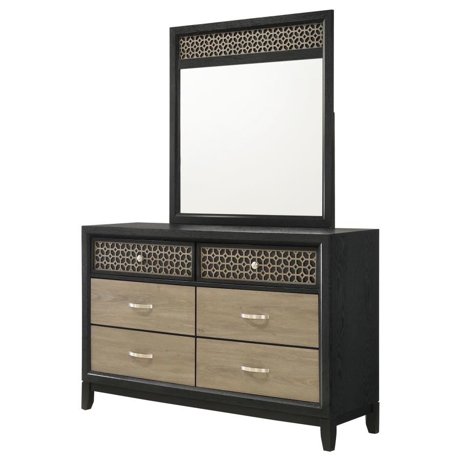 (image for) Valencia 6-drawer Dresser with Mirror Black