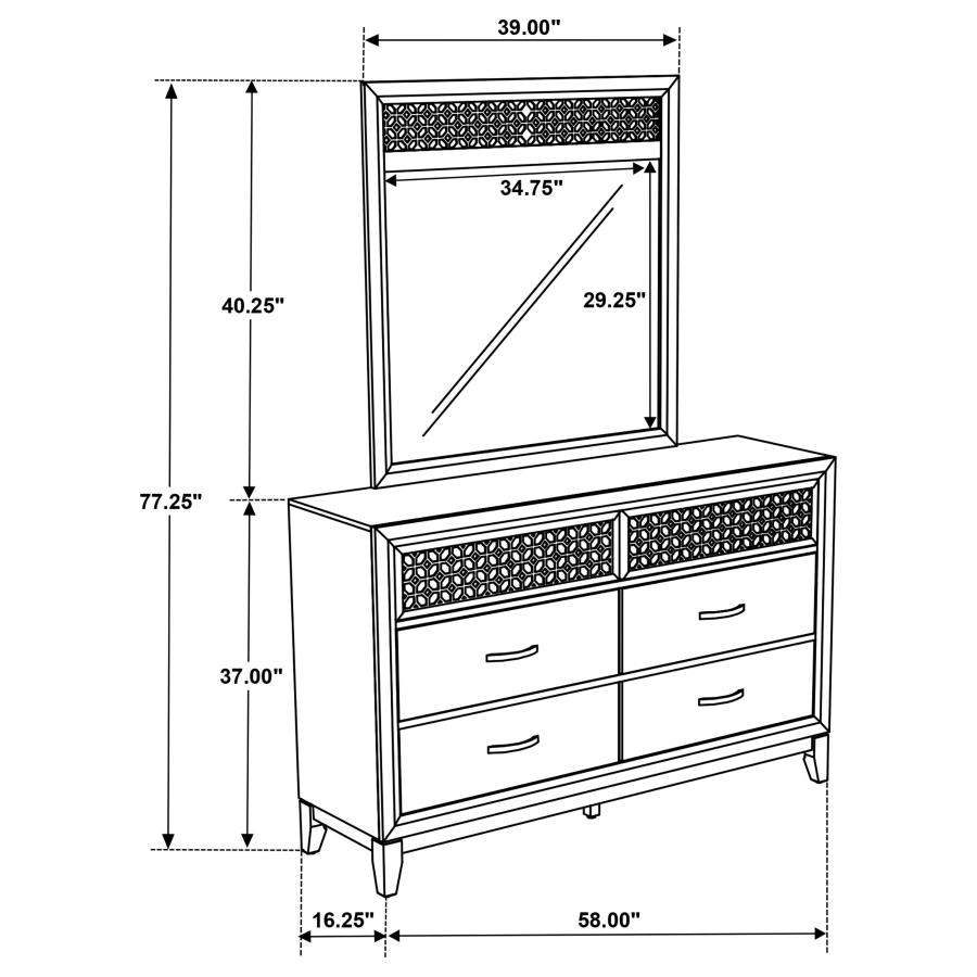 (image for) Valencia 6-drawer Dresser with Mirror Black