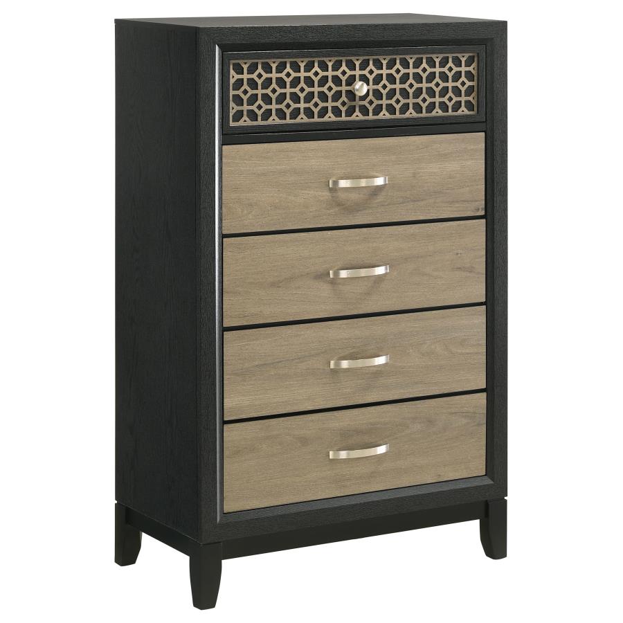 (image for) Valencia 5-drawer Bedroom Chest Black - Click Image to Close