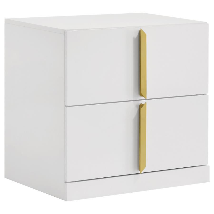 Ines 4-piece Eastern King Bedroom Set Grey and White High Gloss