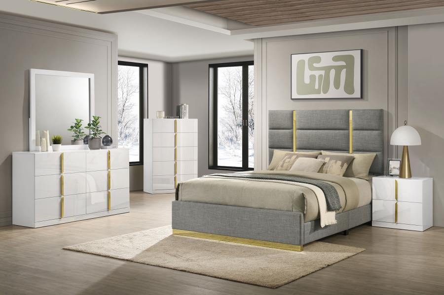 Modal Additional Images for Ines 56-inch Fabric Upholstered Queen Panel Bed Grey