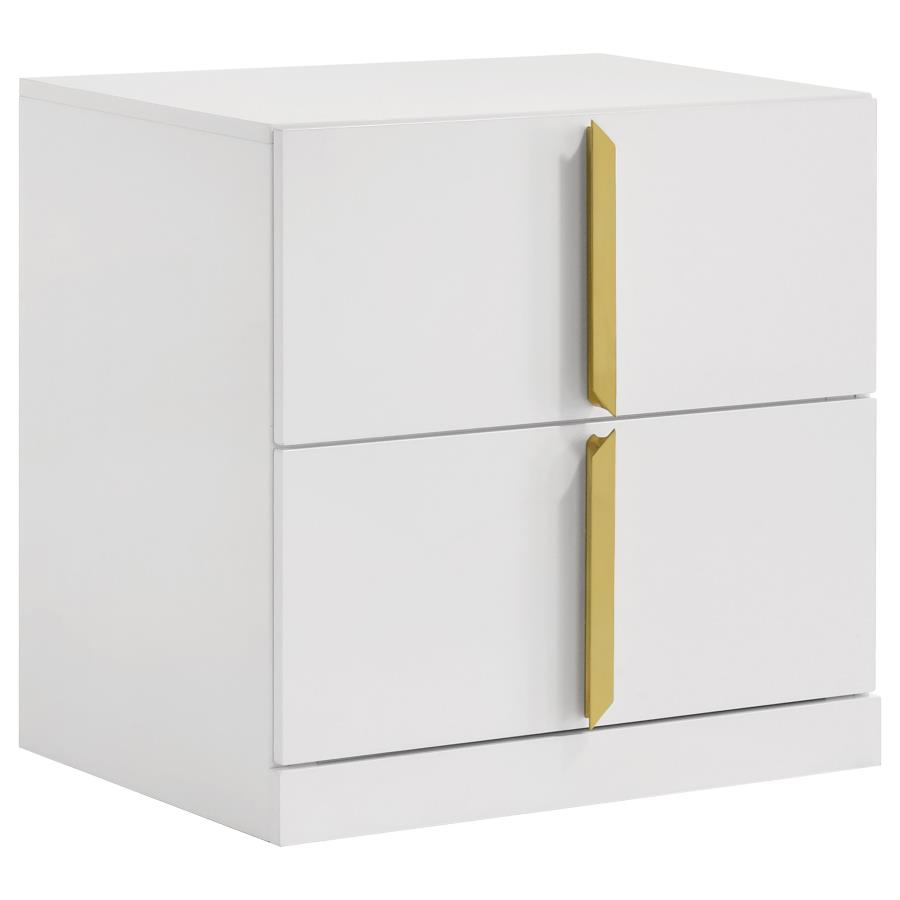 Ines 4-piece Queen Bedroom Set Navy and White High Gloss