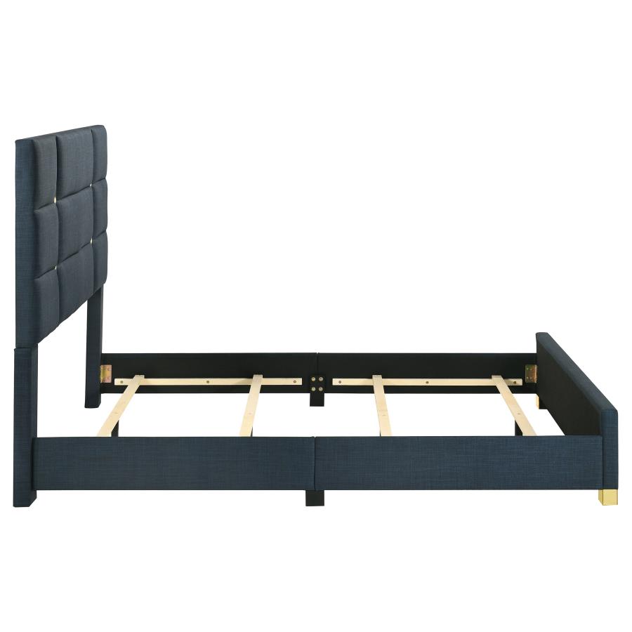 Ines 56-inch Fabric Upholstered Queen Panel Bed Navy