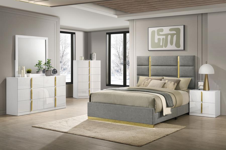 Modal Additional Images for Ines 6-drawer Bedroom Dresser with Mirror White High Gloss