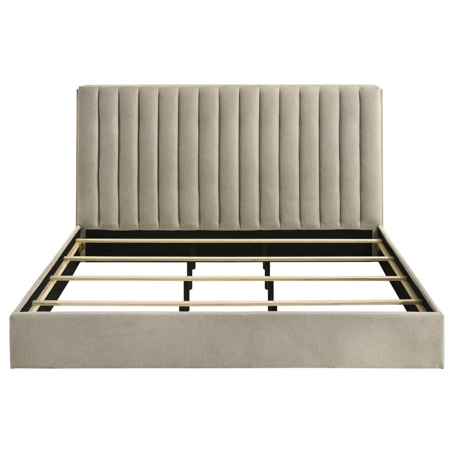 Arielle Eastern King Bookcase Panel Storage Bed Light Oak