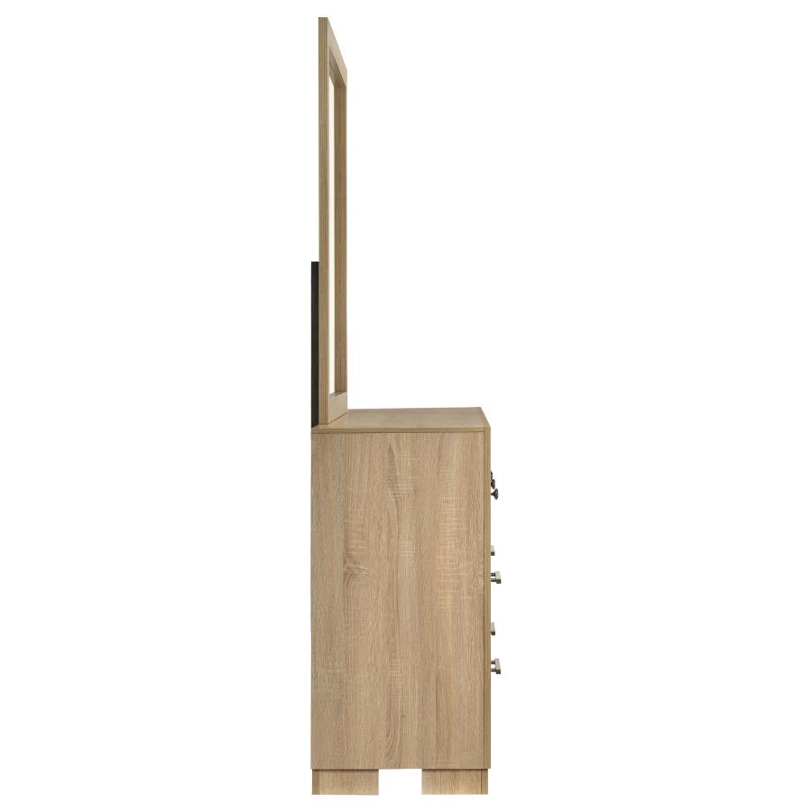 Arielle 6-drawer Bedroom Dresser with Mirror Light Oak