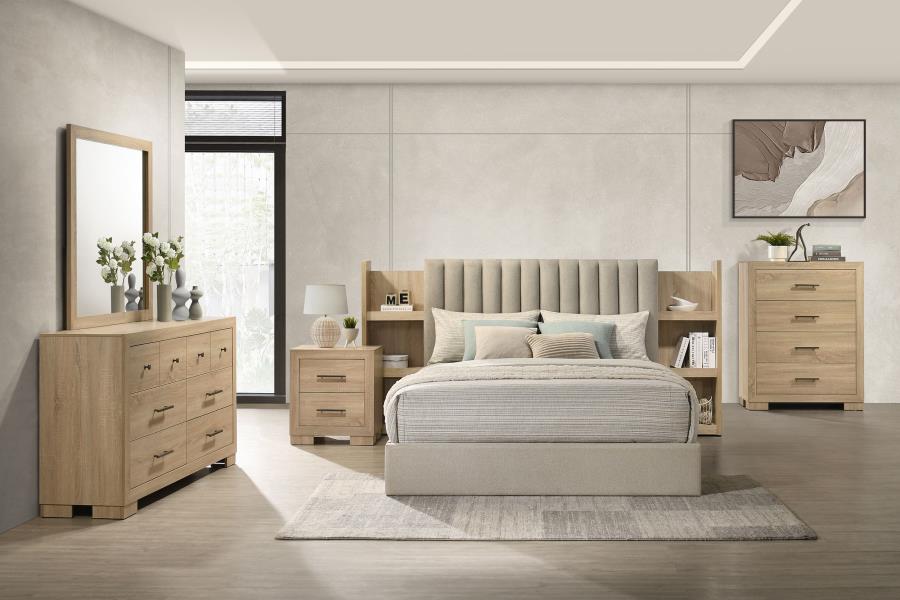 Modal Additional Images for Arielle 6-drawer Bedroom Dresser with Mirror Light Oak