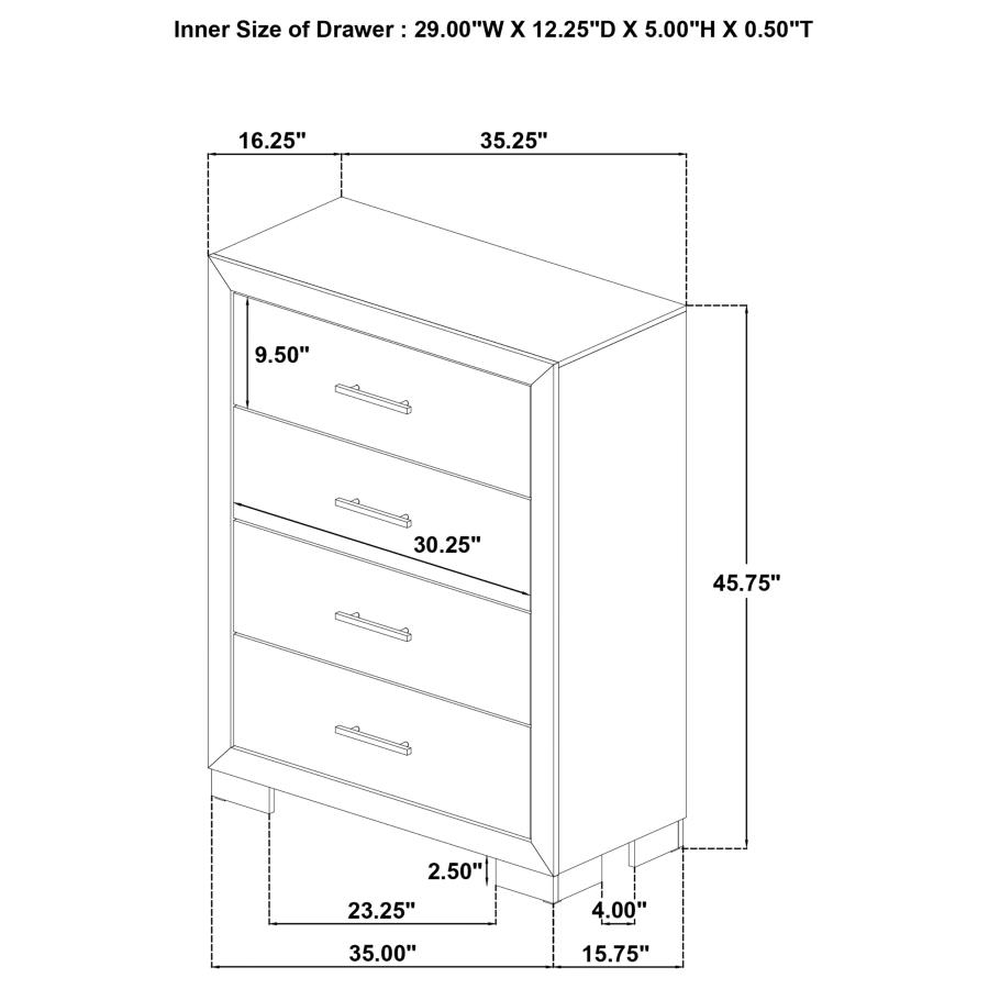 Arielle 4-drawer Bedroom Chest of Drawers Light Oak