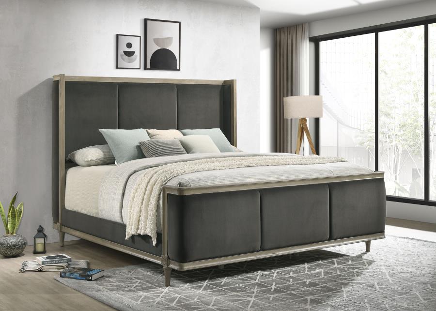 (image for) Alderwood Upholstered California King Wingback Bed Grey