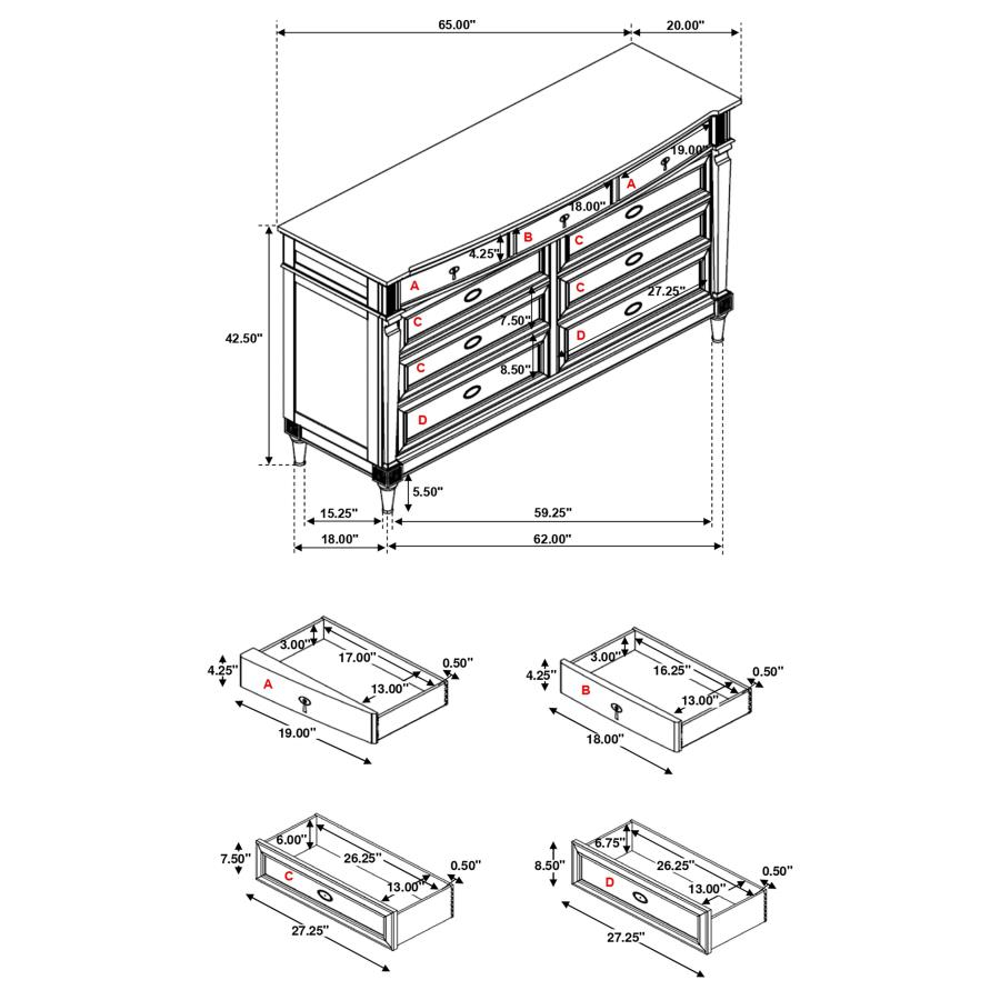 (image for) Alderwood 9-drawer Dresser French Grey