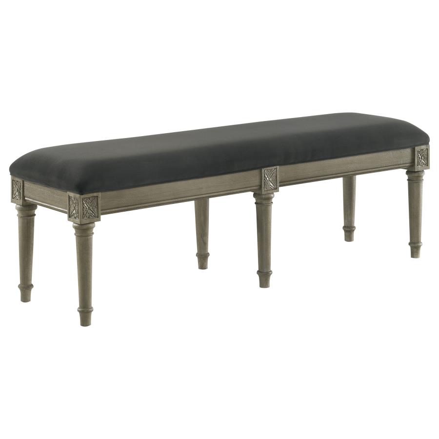 (image for) Alderwood Fabric Upholstered Bench French Grey - Click Image to Close