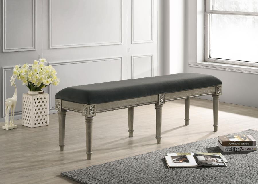 (image for) Alderwood Fabric Upholstered Bench French Grey