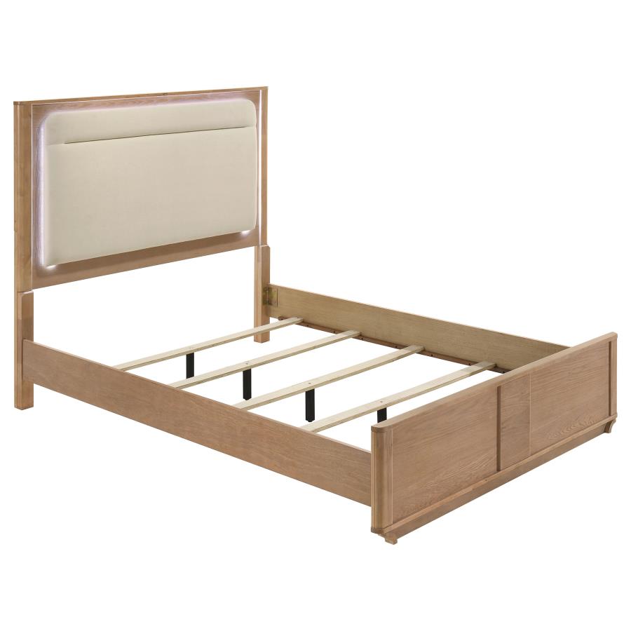 (image for) Leanne Queen LED Panel Bed Off White and Light Oak