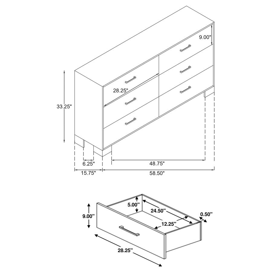 (image for) Sidney 6-drawer Dresser Rustic Pine