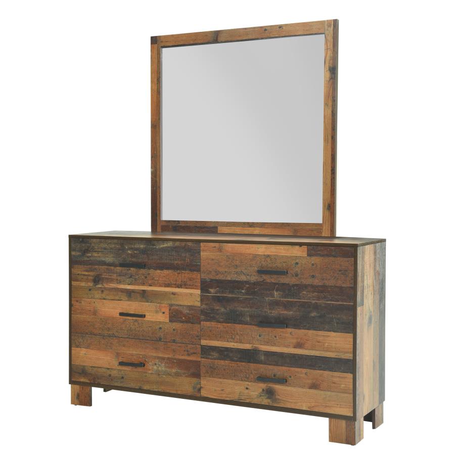 (image for) Sidney 6-drawer Dresser with Mirror Rustic Pine