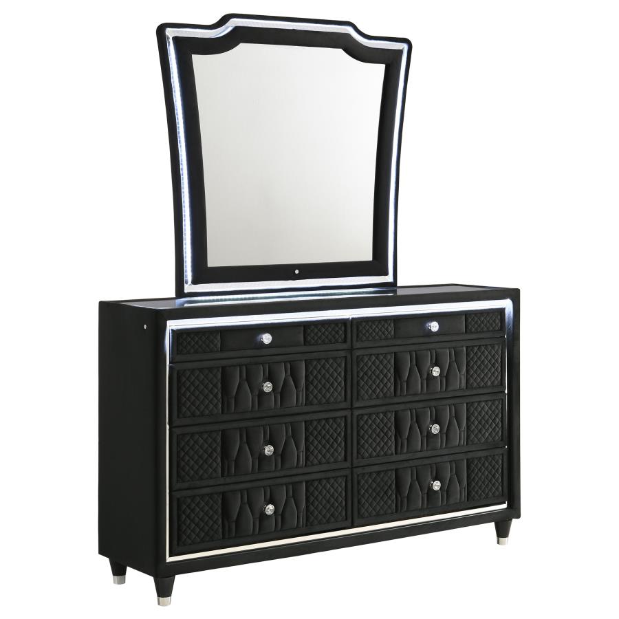 (image for) Lorient 8-drawer LED Dresser with Mirror Black