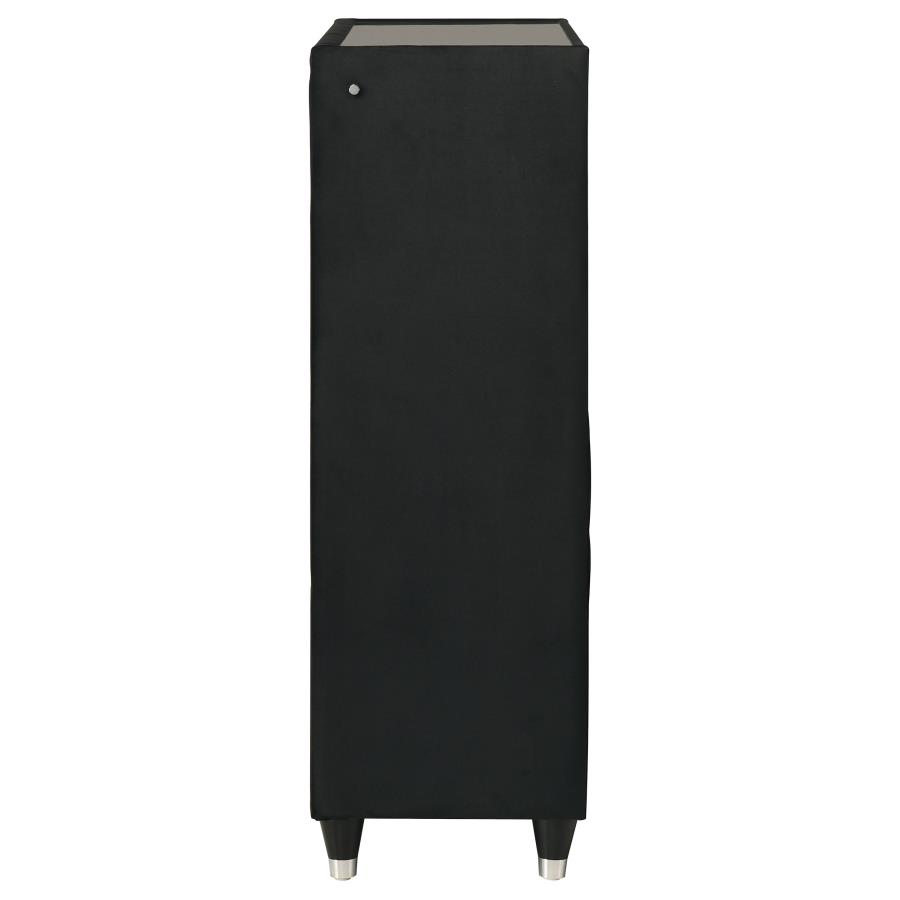 Ravenne 5-drawer Velvet Upholstered LED Chest of Drawers Black