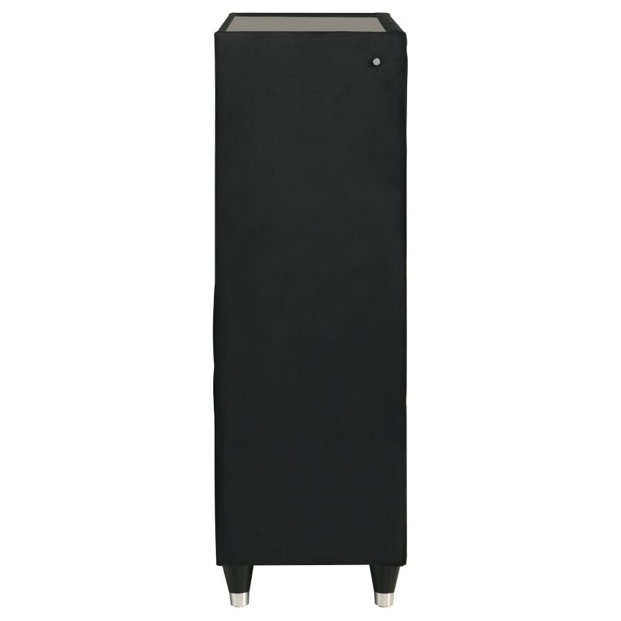 Ravenne 5-drawer Velvet Upholstered LED Chest of Drawers Black