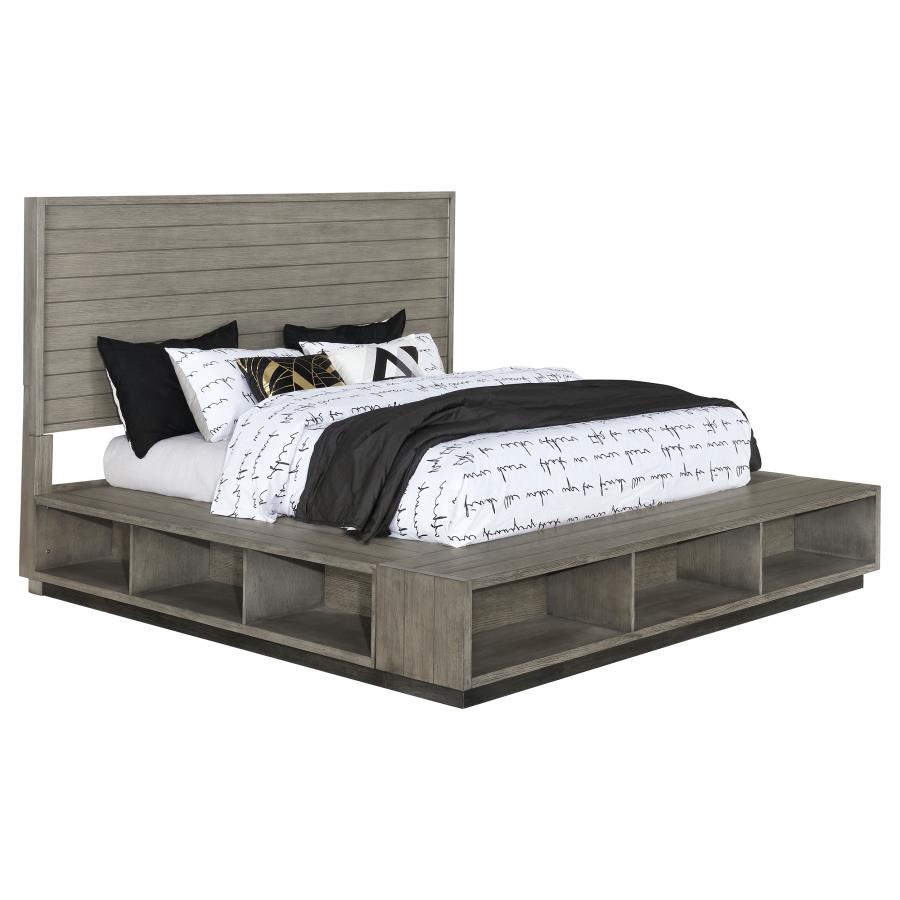 (image for) Derbyshire Wood California King Storage Panel Bed Grey Oak