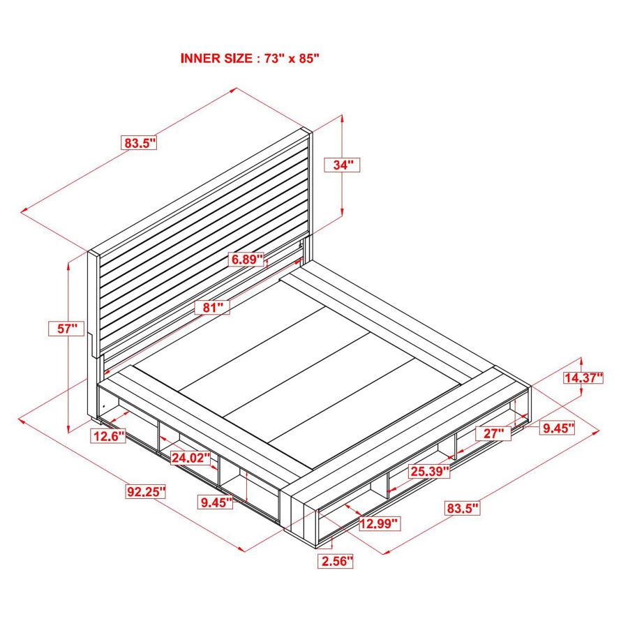 (image for) Derbyshire Wood California King Storage Panel Bed Grey Oak