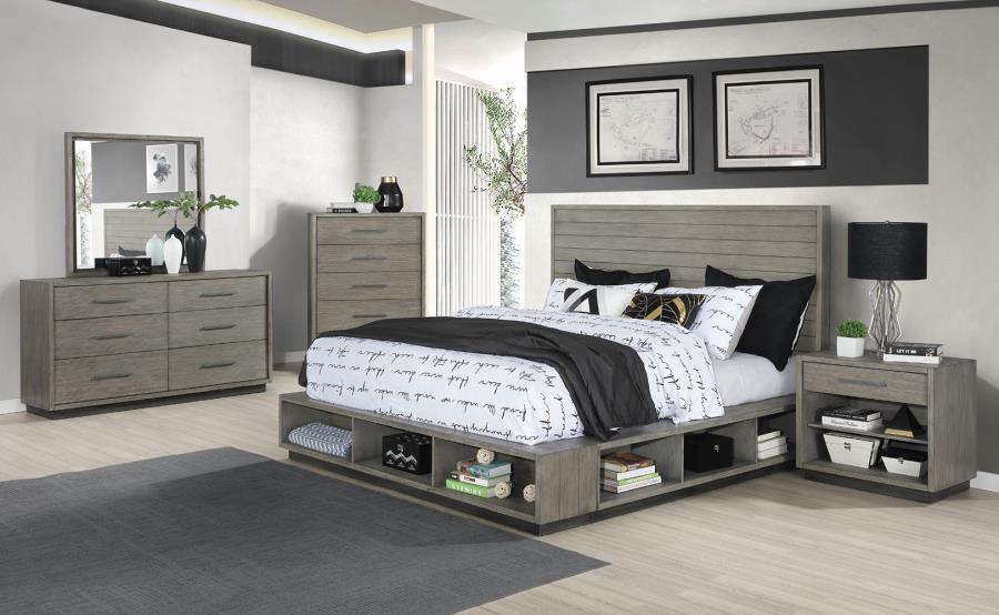 (image for) Derbyshire Wood California King Storage Panel Bed Grey Oak