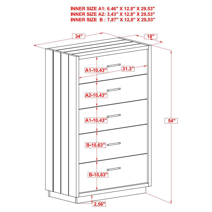 (image for) Derbyshire 5-drawer Bedroom Chest Grey Oak